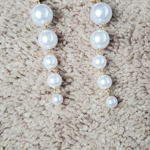 Clip on earrings white faux pearl new